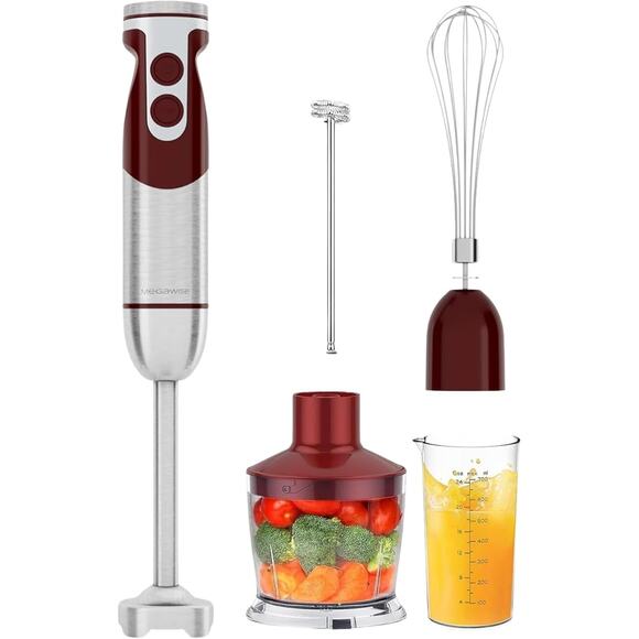 MegaWise Pro Titanium Reinforced 5 in1 Immersion Hand Blender, red - Picture 1 of 6